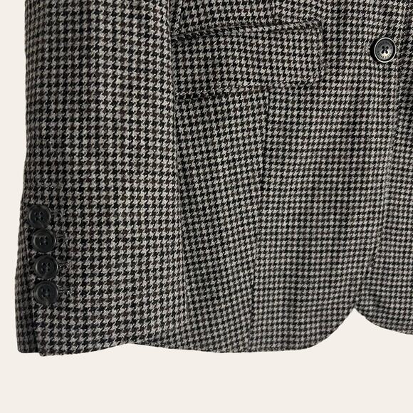 Eddie Bauer Black Brown Houndstooth Classic Wool Blazer Jacket Size 4P - Picture 3 of 8